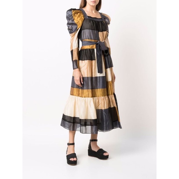 NWT Ulla Johnson Ismene Patchwork Cotton Silk dress - Picture 5 of 12